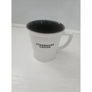 2009 STARBUCKS NEW BONE CHINA White Brown Lettering‎ Interior Coffee MUG 16 oz